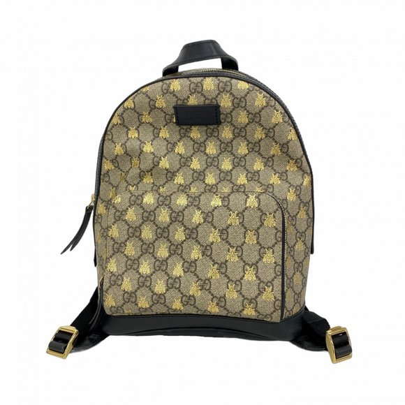 gucci mini backpack gold bees GG Supreme Monogram Print Small Day Beige Oro Black 1859584 FASHIONPHILE Gucci backpack in signature GG Supreme canvas Gucci Gold Bees GG Supreme